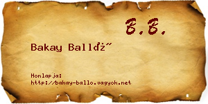Bakay Balló névjegykártya